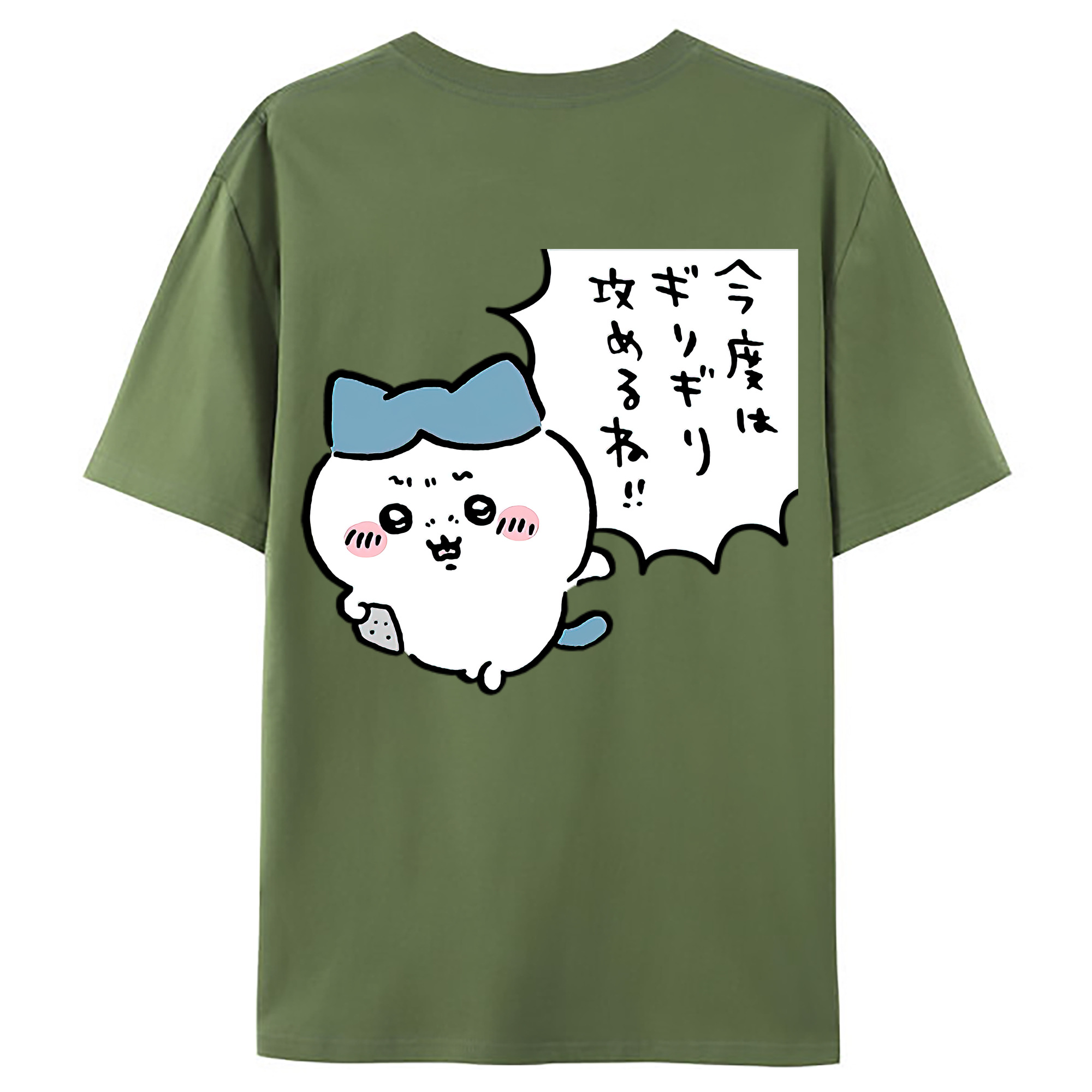 （画像用） ちいかわ ハチワレ Chii-kawa hachiware 綿100％ メンズ半袖Tシャツ（バックプリント） 通気性